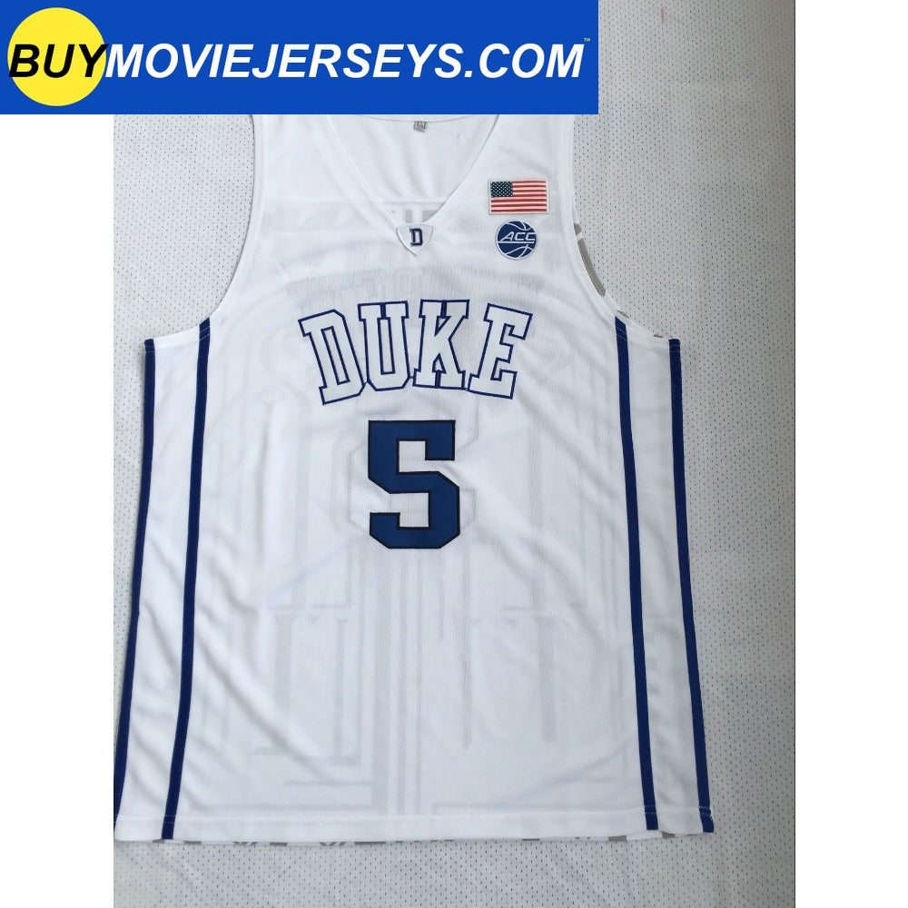 R.J. Barrett  #5 Duke College Basketball Jersey -White Embroidered