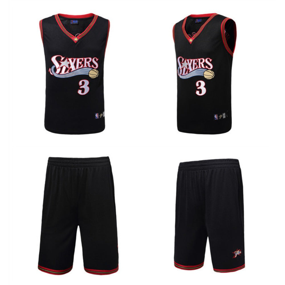 Iverson #3 Retro 76ers Breathable Basketball Jersey Pants Set Embroidery Youth Size- Adult Size