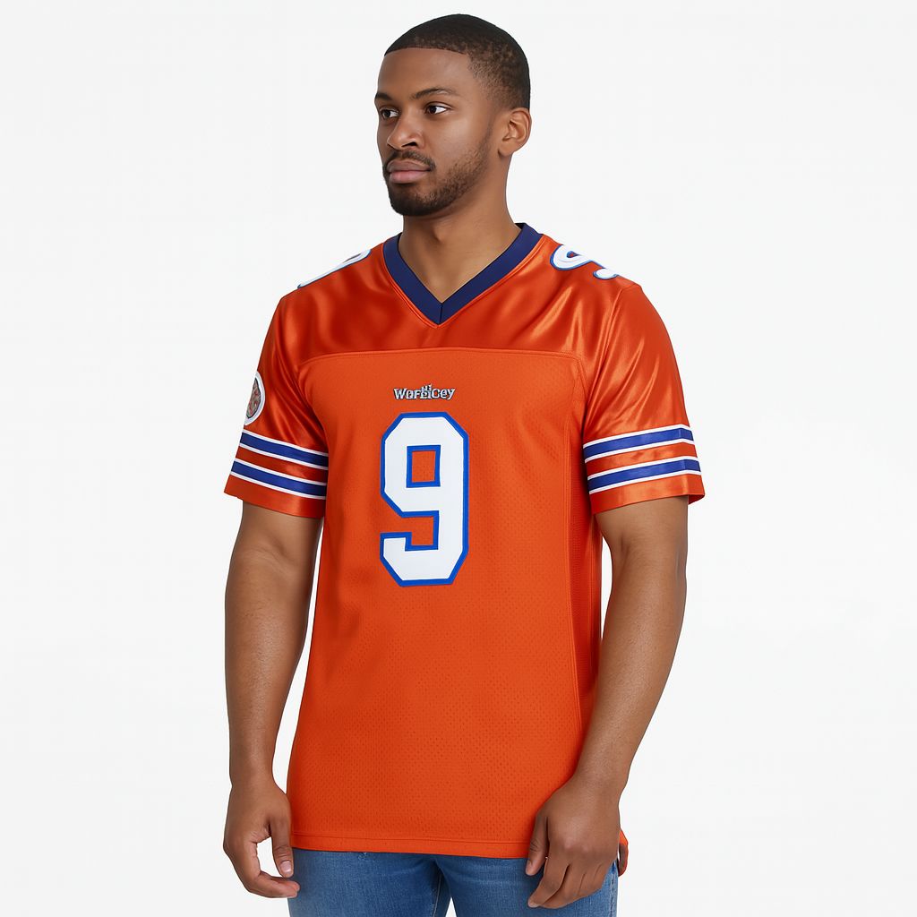 The Waterboy Movie Muddogs Bobby Boucher America Football Jersey #9 Orange Color