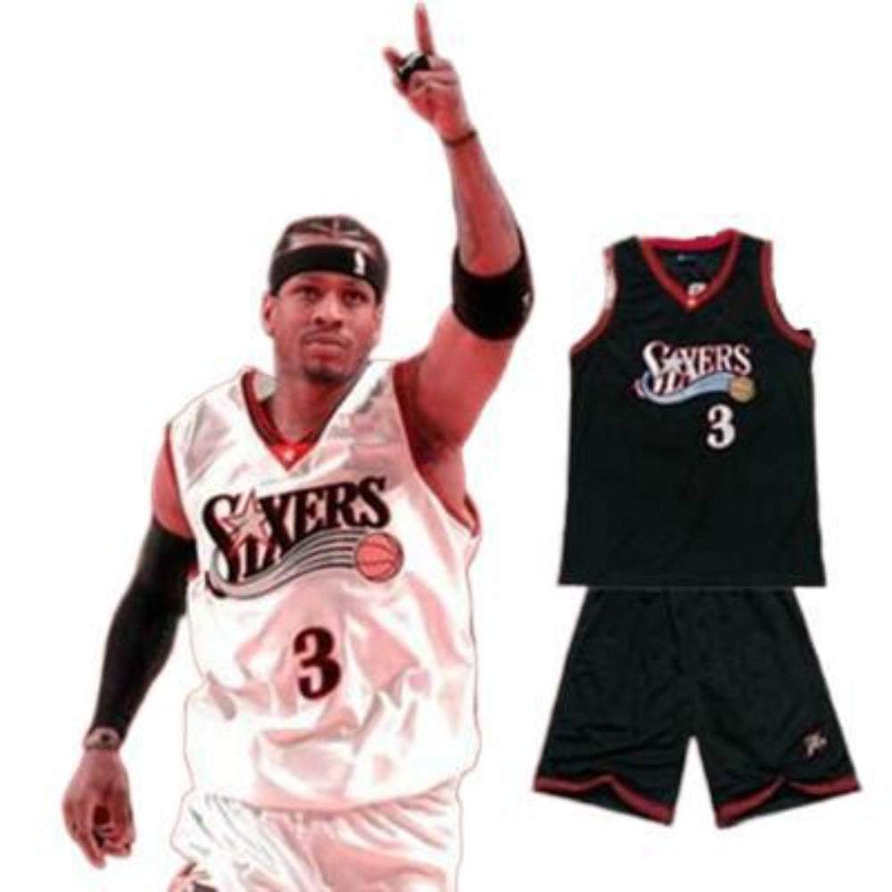 Iverson #3 Retro 76ers Breathable Basketball Jersey Pants Set Embroidery Youth Size- Adult Size