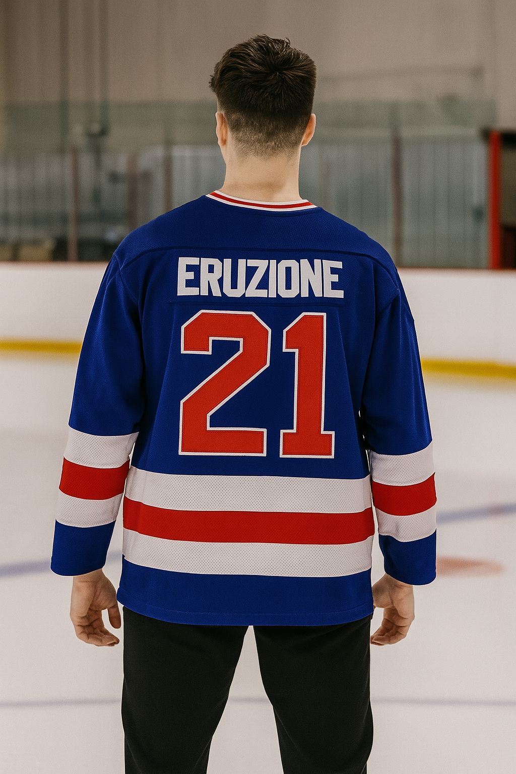 1980 USA Olympic "Miracle on Ice" Hockey Jersey – Mike Eruzione #21 (Blue & White)
