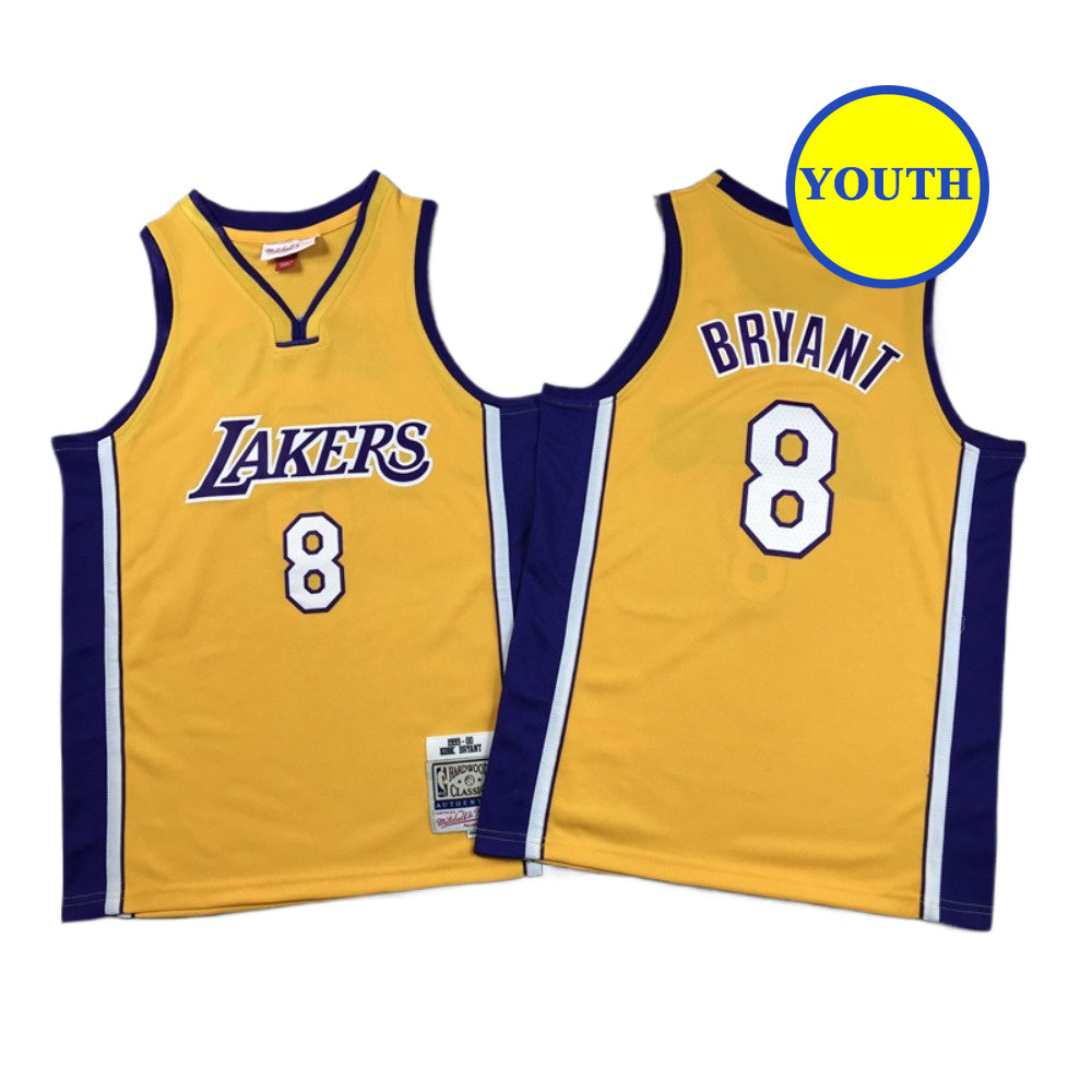 Kids Youth Bryant Classic Lakers Throwback #8 Basketball Jersey Yellow