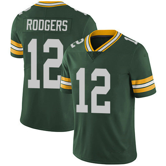 Men's  Rodgers #12 Green Game America Football Jersey