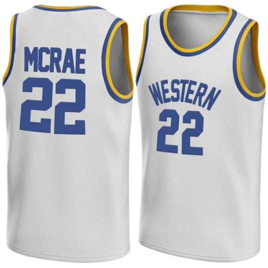 Butch McRae #22 Western Blue Chips Movie Basketball Jersey buymoviejerseys.com