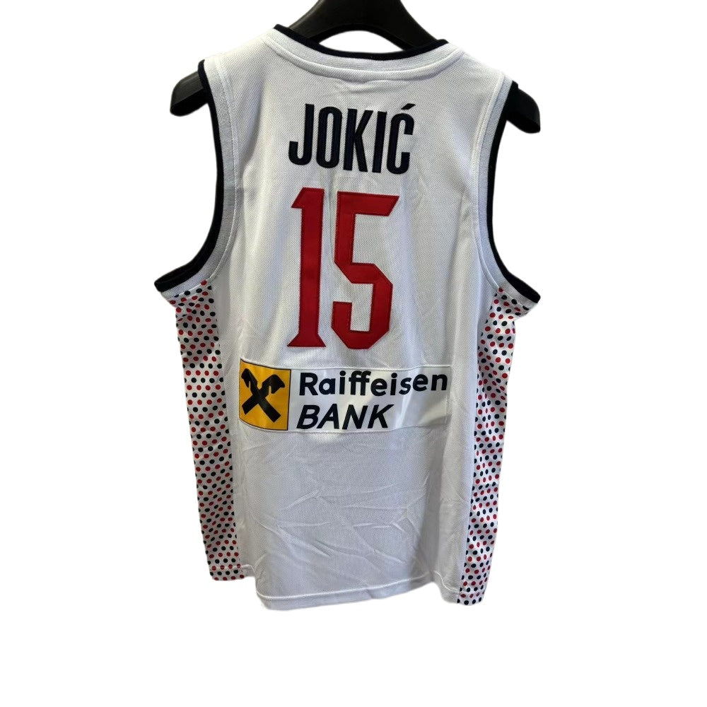 Serbia National Team Nikola Jokić #15 White Basketball Jersey Embroidered