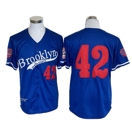 Jackie Robinson #42 Button Down Brooklyn Retro Throwback Baseball Jersey