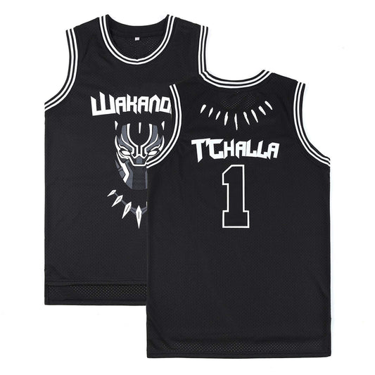 WAKANDA KING T’CHALLA  #1 Hip-hop Retro Jersey American Basketball Jersey Black