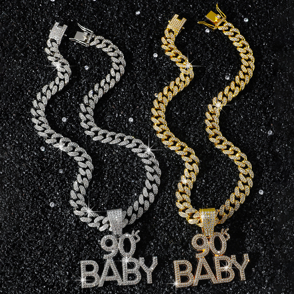 Personalized Hip Hop Style English Letter 90 BABY Pendant Hip Hop Creative Pendant Necklace