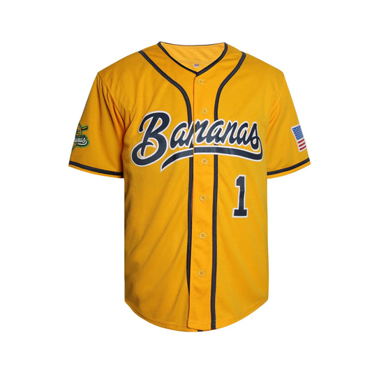 Savannah Bananas #1 Baseball Jersey Yellow Button Up Jersey