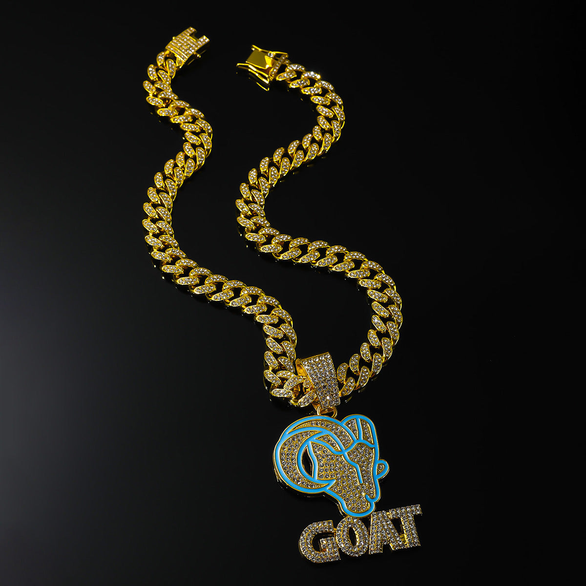GOAT Pendant Iced Out Hip Hop Necklace Gold Silver