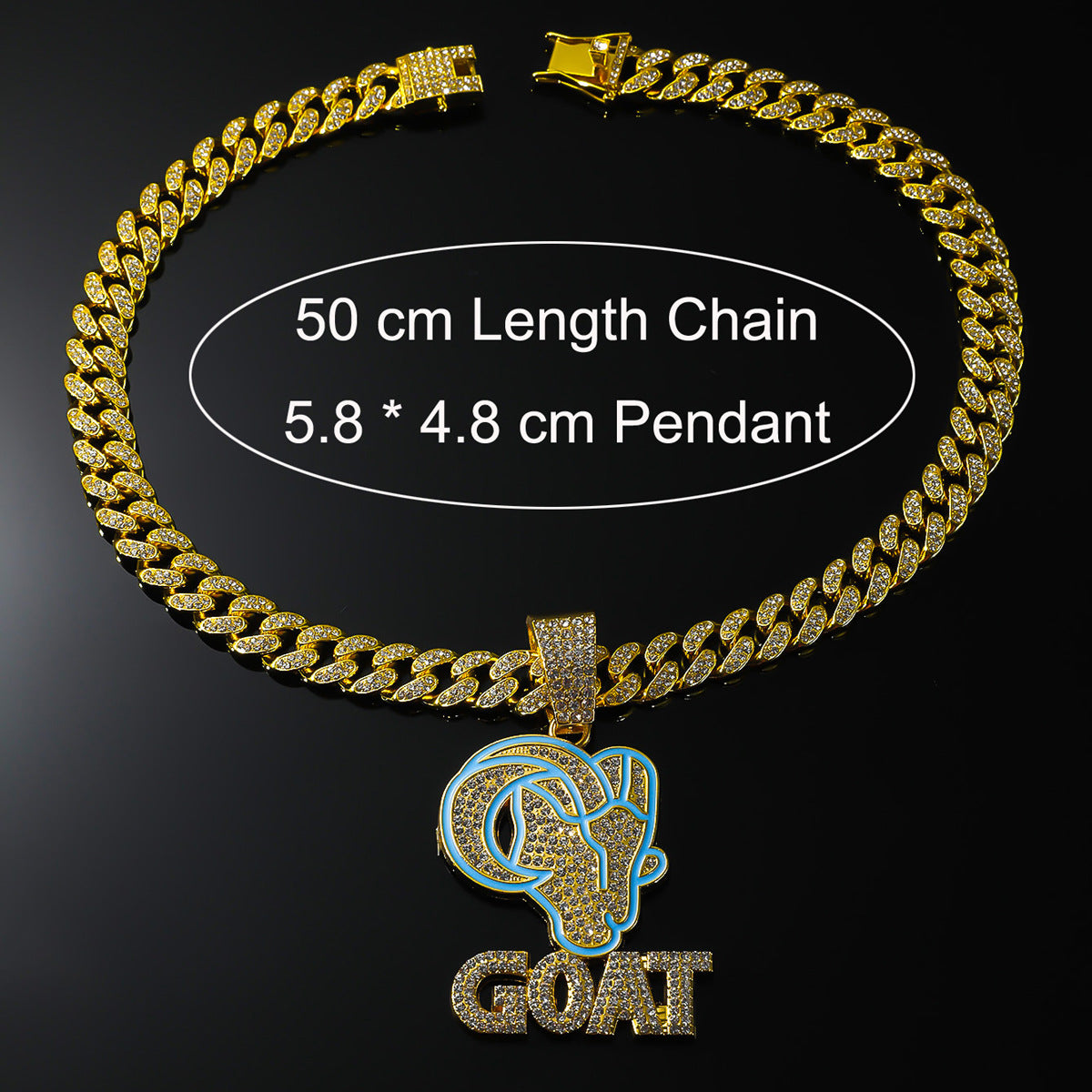 GOAT Pendant Iced Out Hip Hop Necklace Gold Silver
