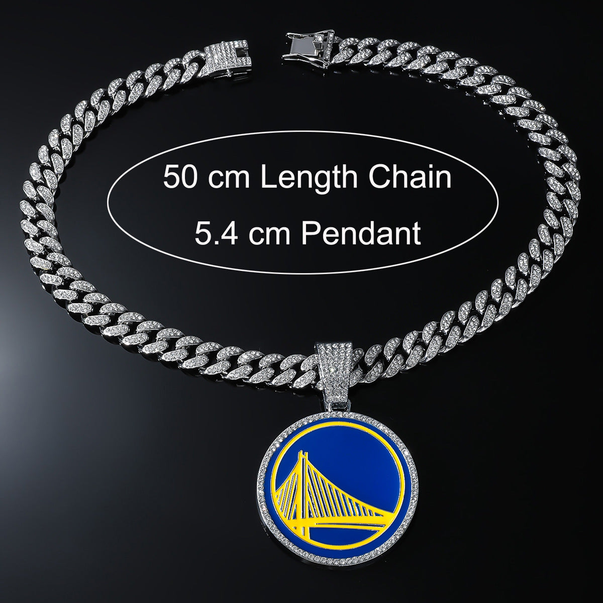 Warriors Basketball Pendant Necklace | Iced Out Cuban Chain