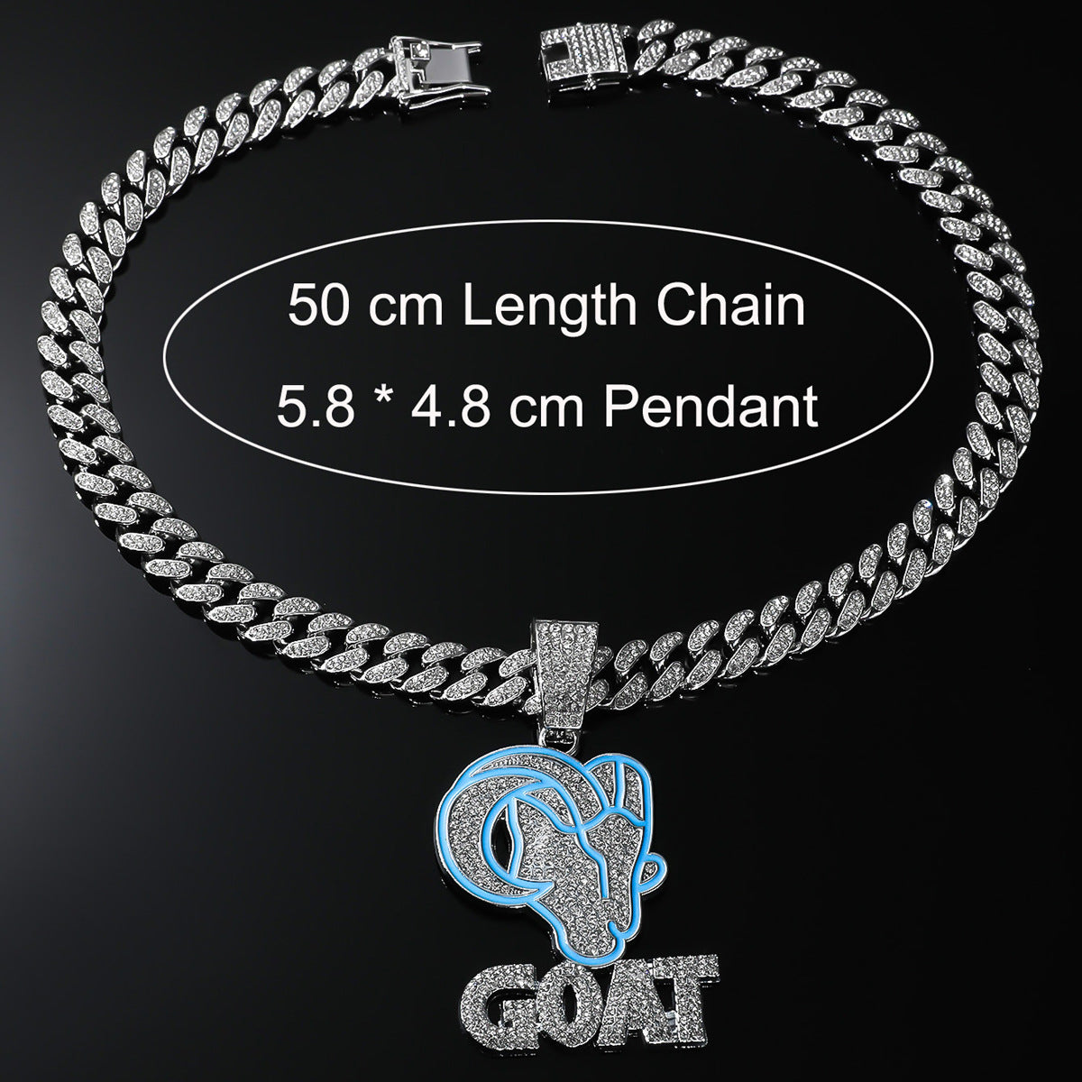 GOAT Pendant Iced Out Hip Hop Necklace Gold Silver