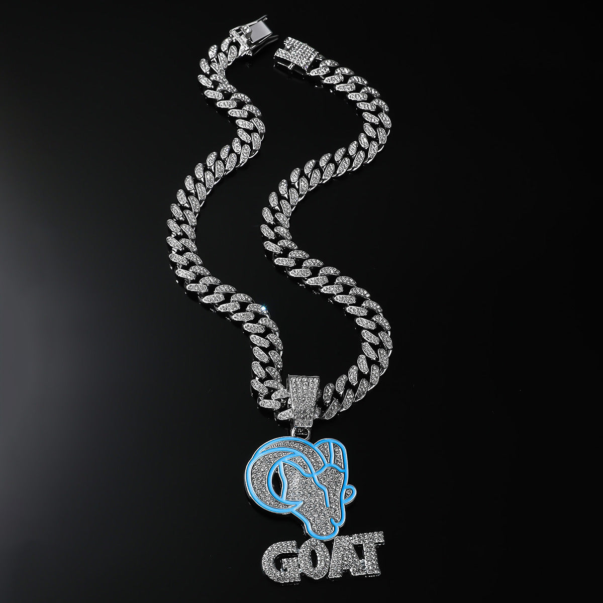 GOAT Pendant Iced Out Hip Hop Necklace Gold Silver