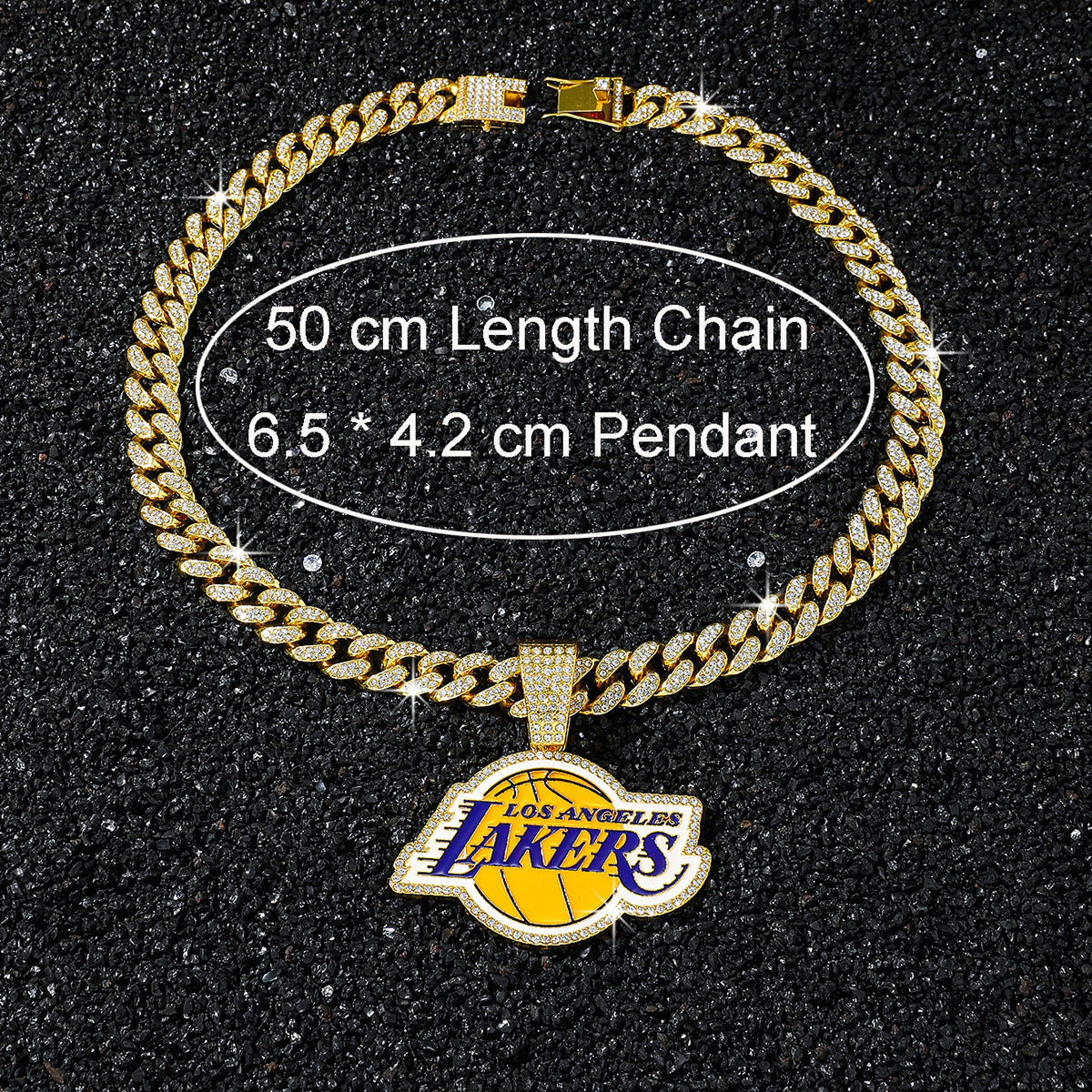 Iced Out Los Angeles Basketball Pendant Necklace – Cuban Chain
