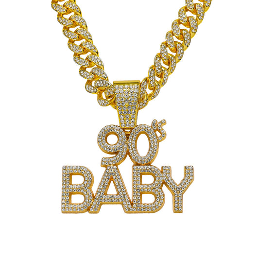 Personalized Hip Hop Style English Letter 90 BABY Pendant Hip Hop Creative Pendant Necklace