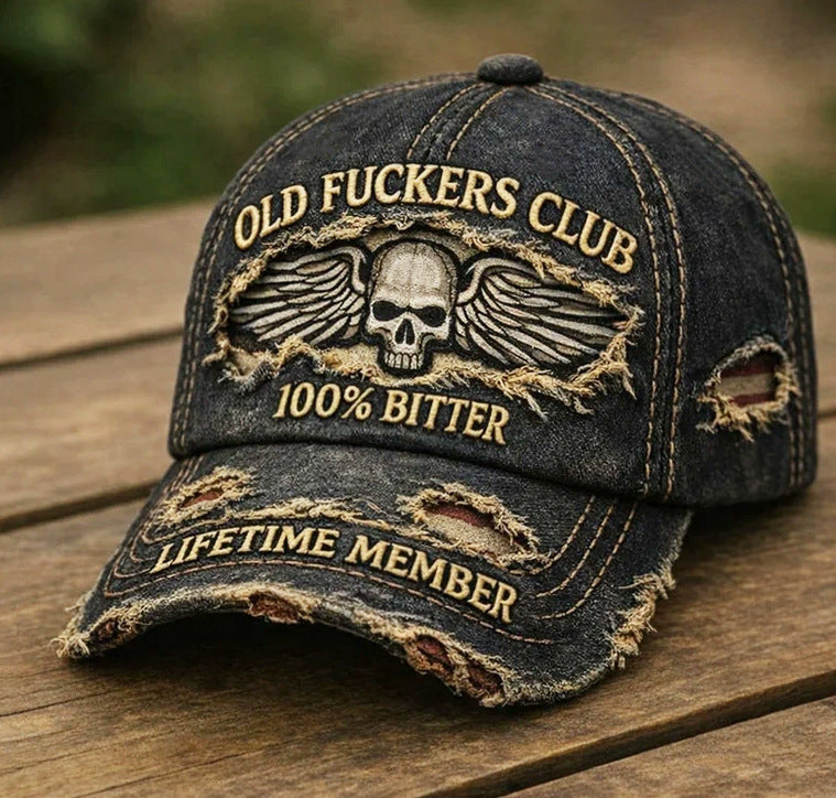 Vintage Embroidered Cotton Baseball Cap Distressed Washed Patch Hat