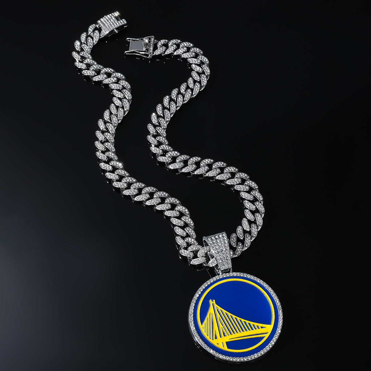 Warriors Basketball Pendant Necklace | Iced Out Cuban Chain