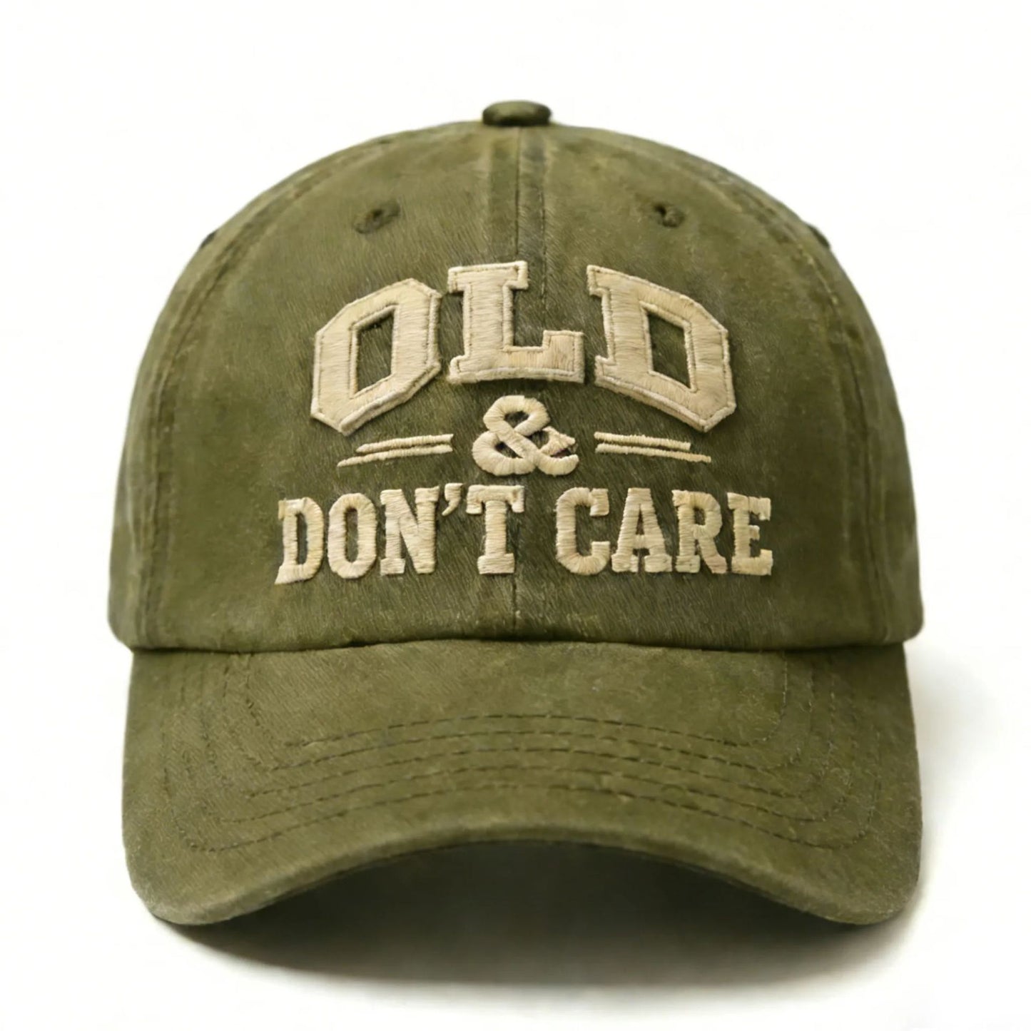 OLD & DON'T CARE Embroidered Cotton Baseball Cap Vintage Washed Hat