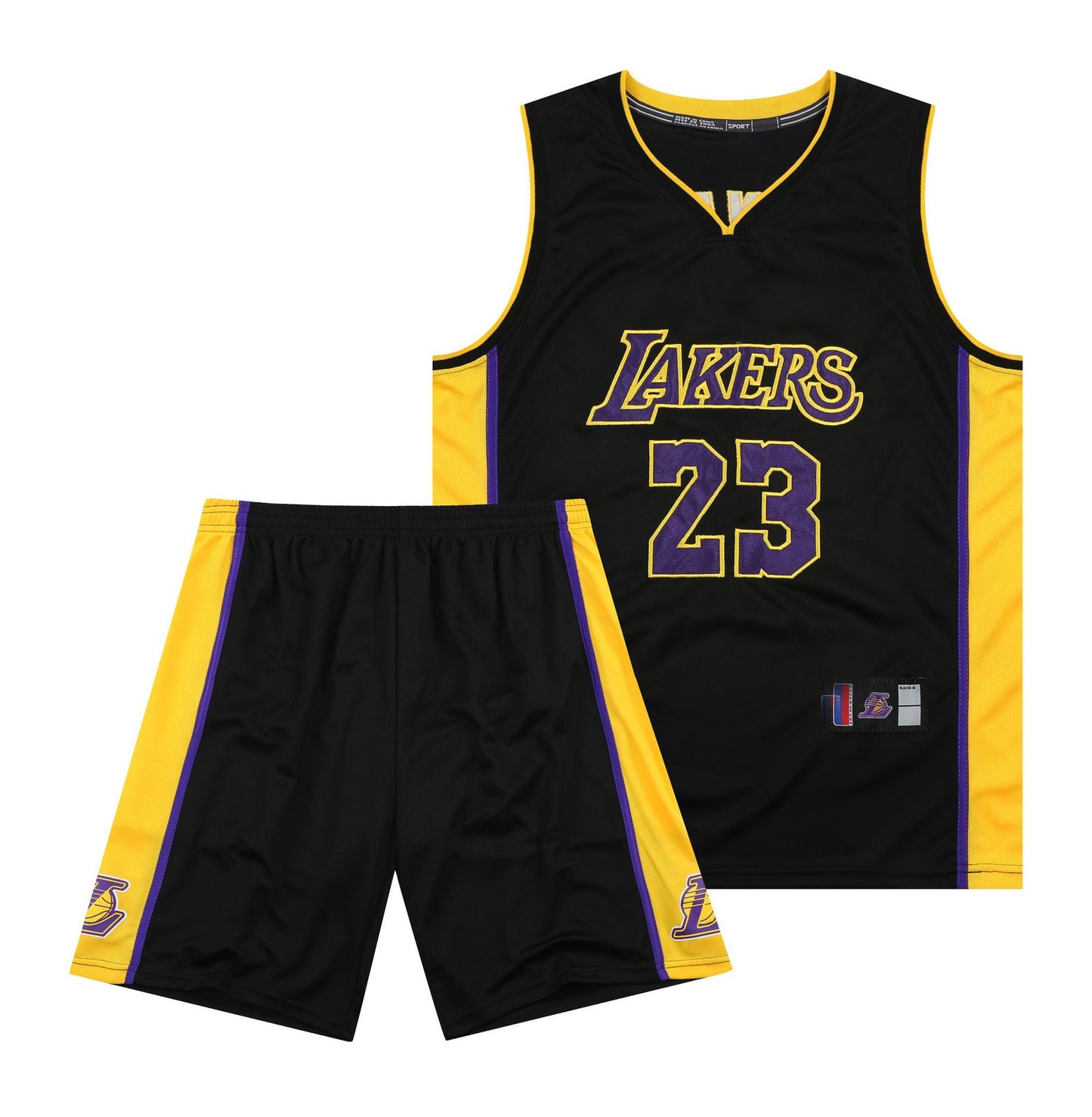 Lebron James #23 Retro Lakers Breathable Basketball Jersey Pants Set Embroidery fit for Youth to Adult