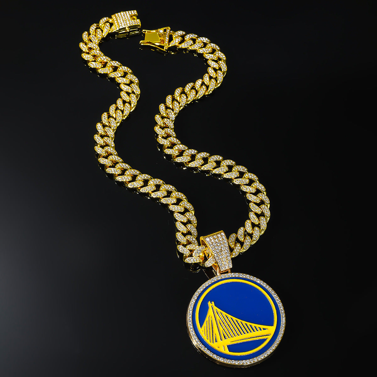 Warriors Basketball Pendant Necklace | Iced Out Cuban Chain