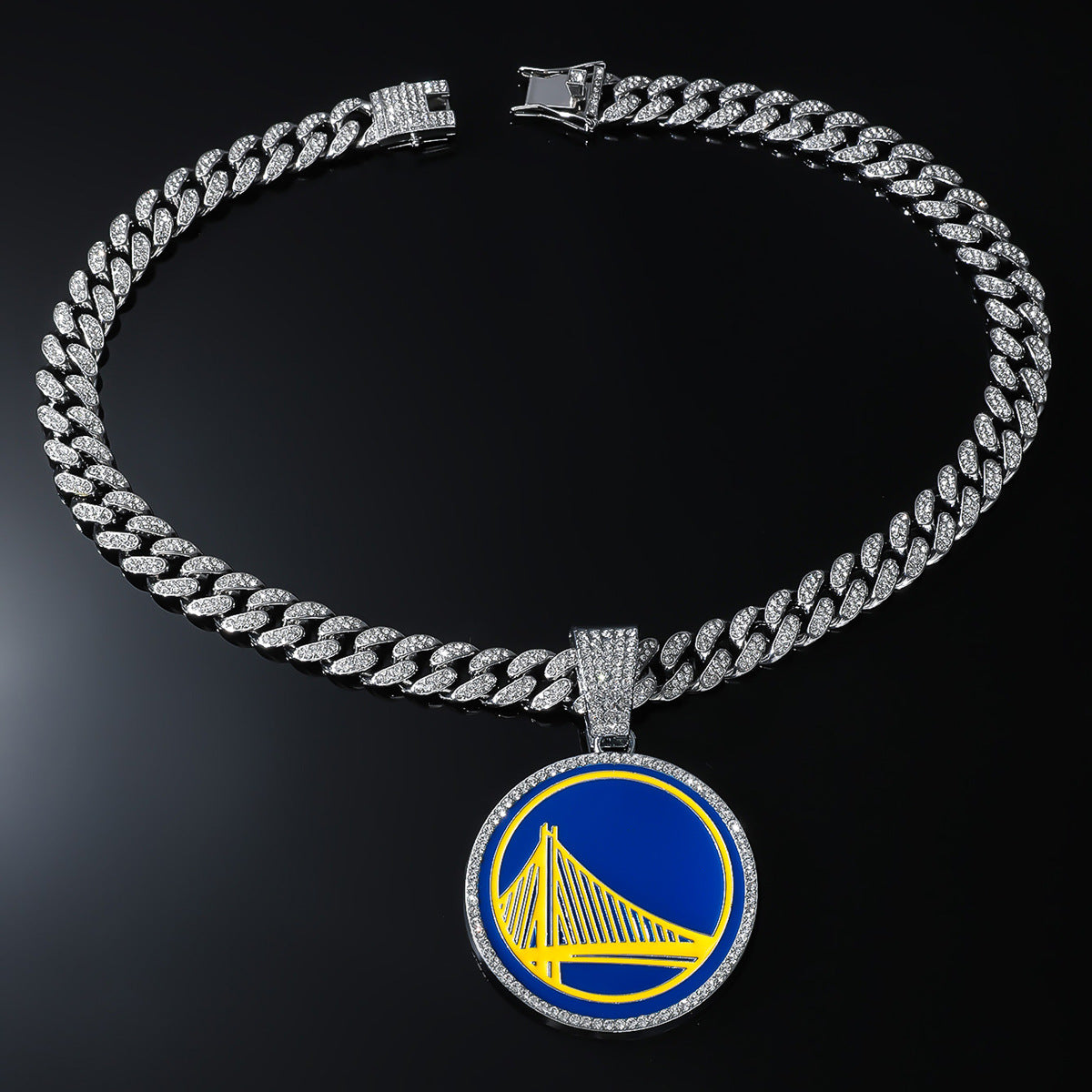 Warriors Basketball Pendant Necklace | Iced Out Cuban Chain