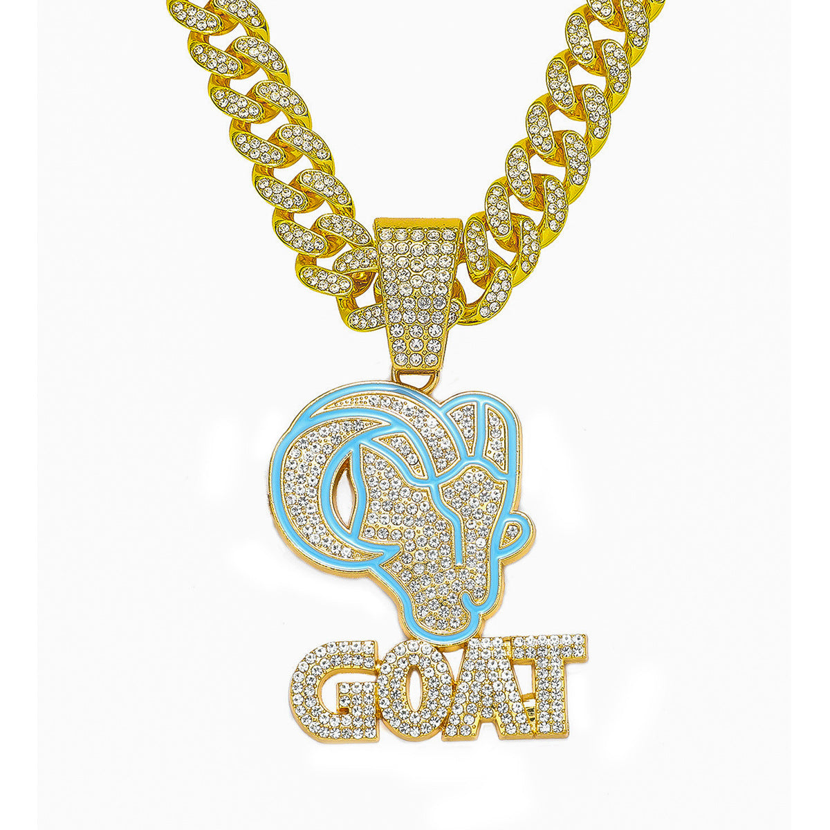 GOAT Pendant Iced Out Hip Hop Necklace Gold Silver