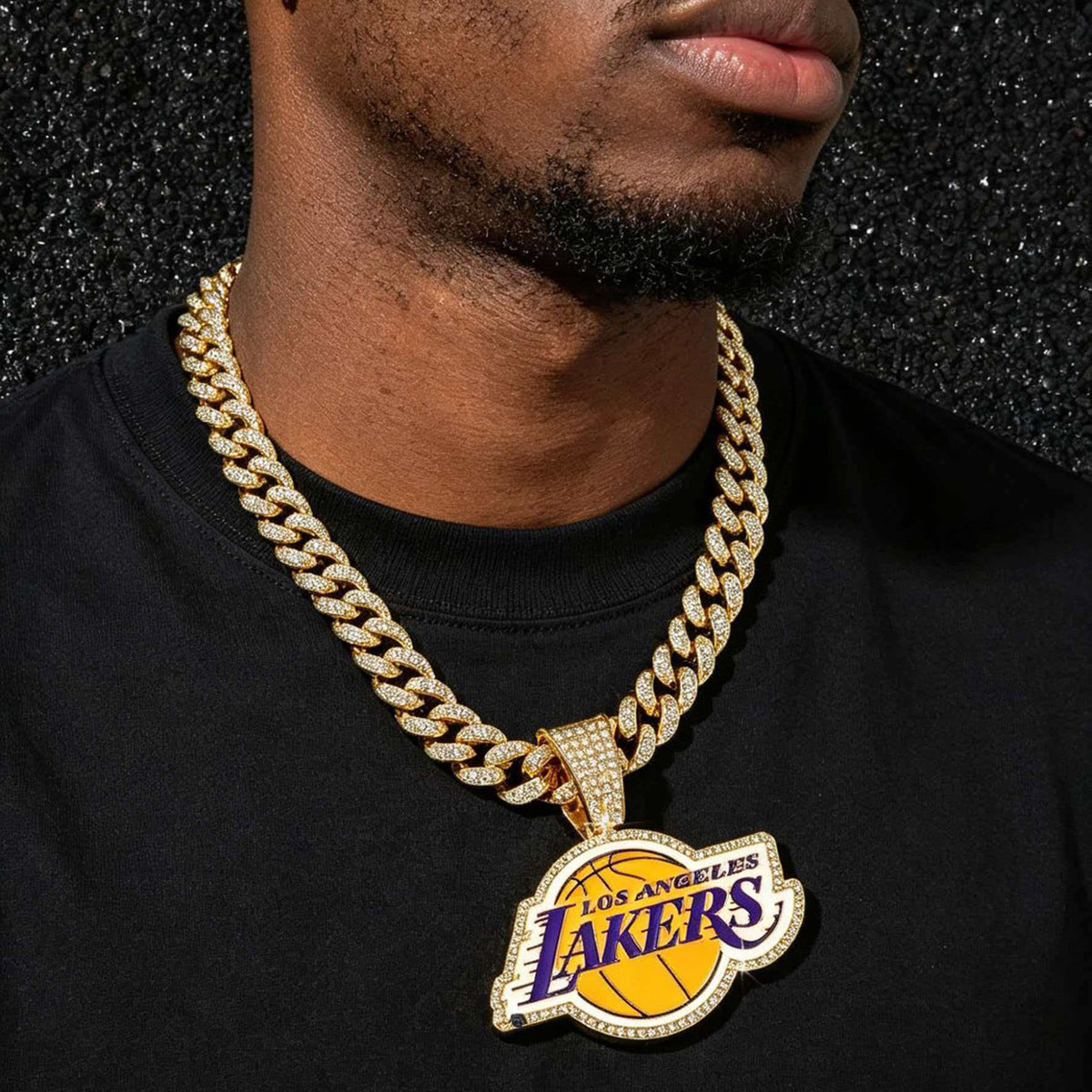 Iced Out Los Angeles Basketball Pendant Necklace – Cuban Chain