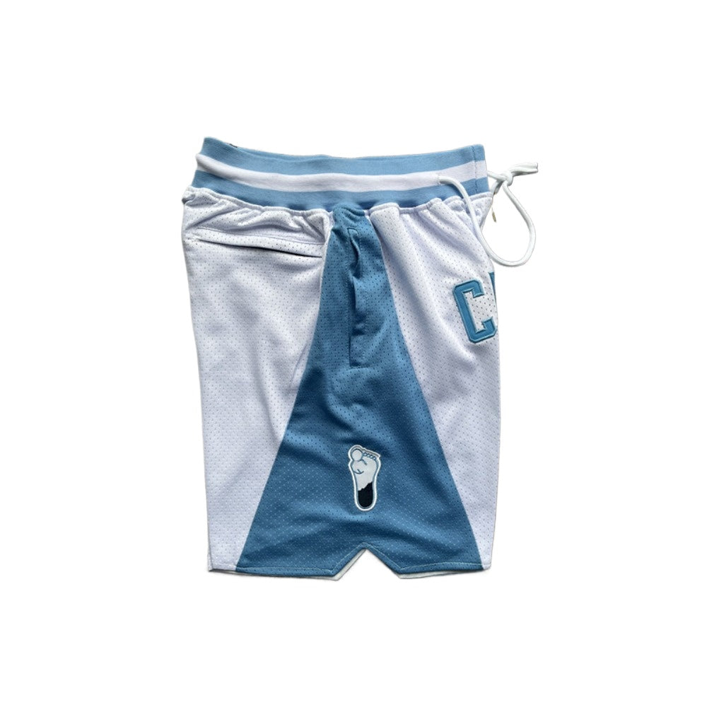 Throwback Carolina Basketball Shorts Sports Pants with Zip Pockets