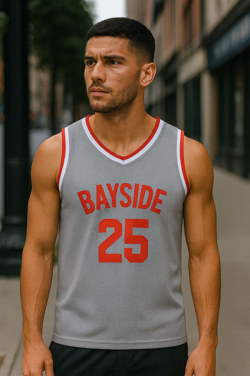 The Bell Zack Morris #25 Bayside Tigers Basketball Jersey Stitched Gray