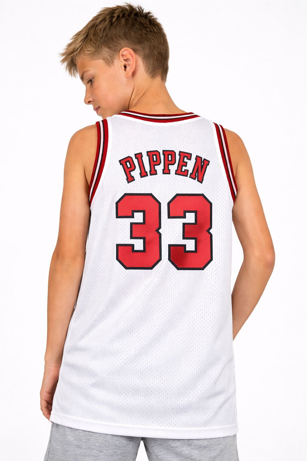 Kids Youth Pipen Classic Bulls Throwback #33 Basketball Jersey White