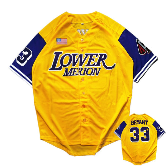 Men's Lower Merion Kobe Bryant #33 Baseball Jersey Embroidered Cardigan