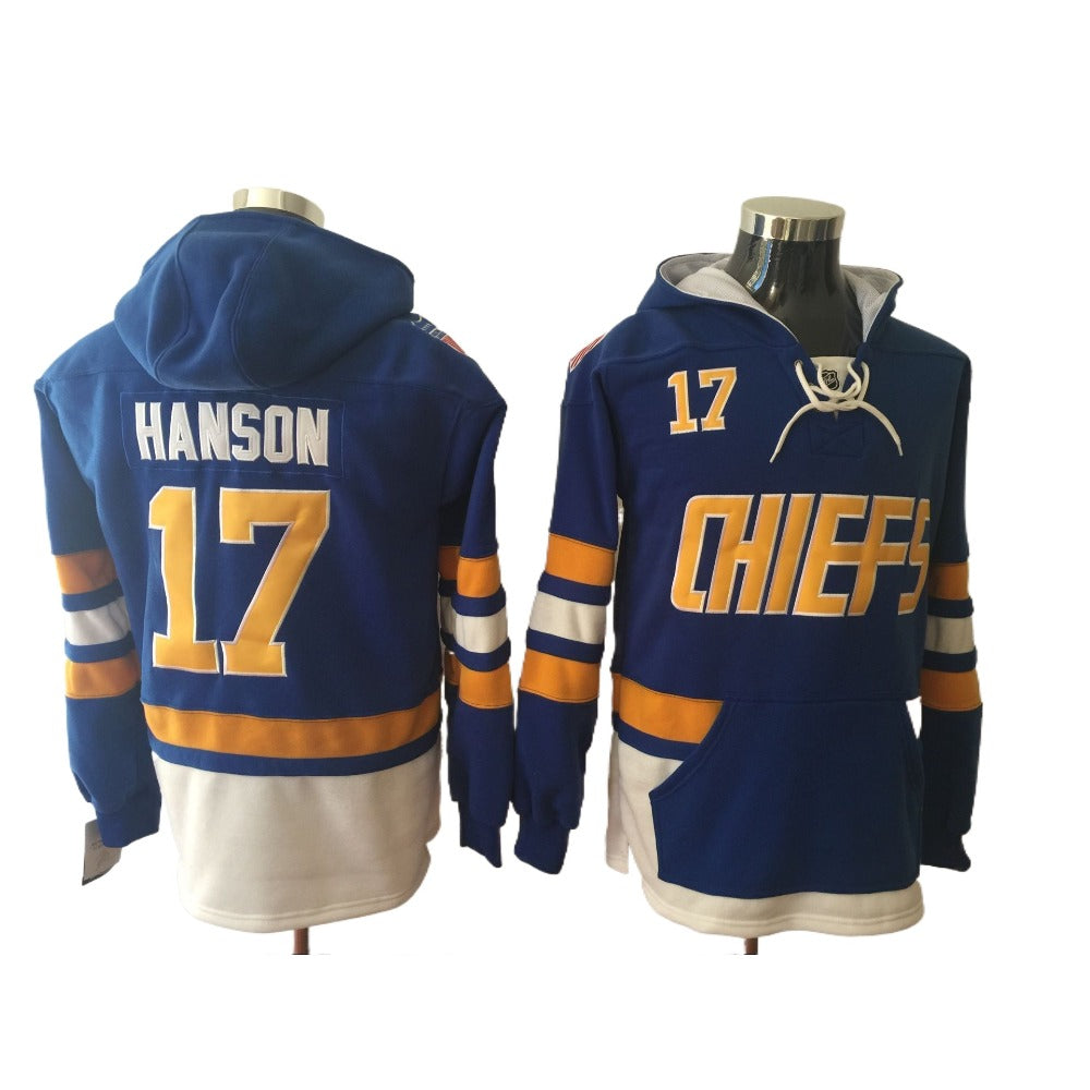 Slapshot Mad Brothers Charlestown Chiefs Hanson #17 Movie Hoodie Men Size