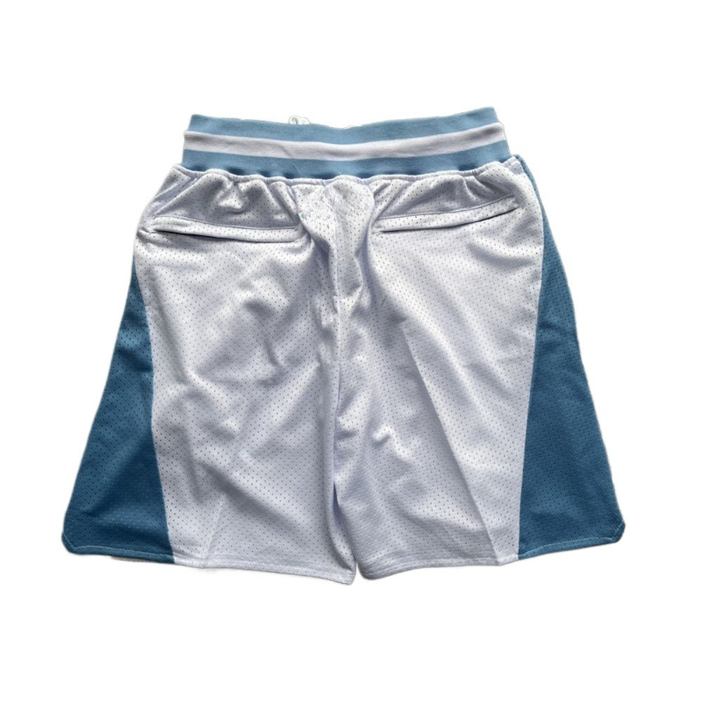 Throwback Carolina Basketball Shorts Sports Pants with Zip Pockets