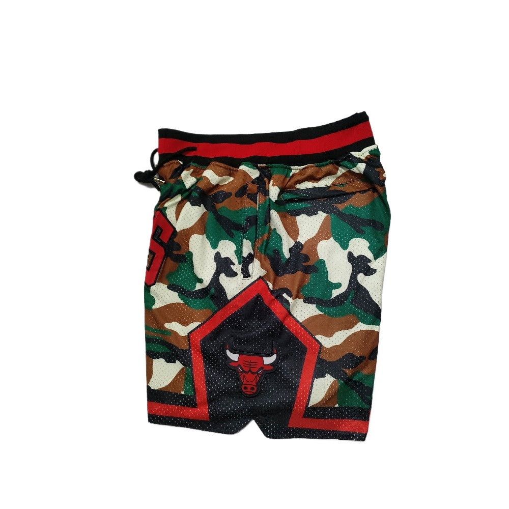 Throwback Bulls Basketball Shorts Sports Pants with Zip Pockets  Camouflage Military Green