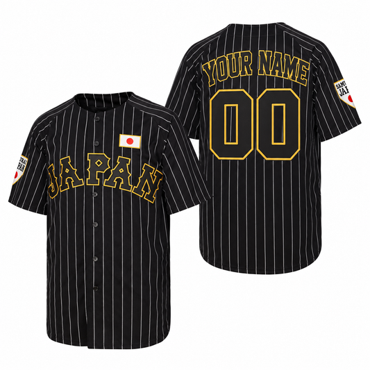 Custom Japan Black Baseball Jersey – Name & Number