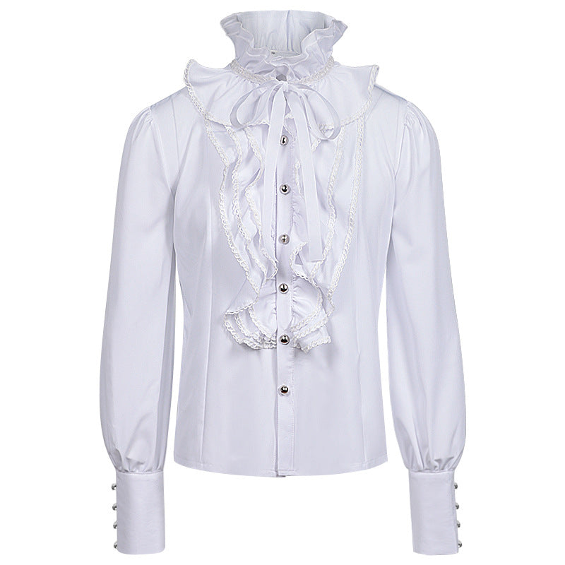 Men's Ruffled Shirt: Steampunk Victorian Fashion for Medieval and Victorian-inspired Ensembles Exquisite lace