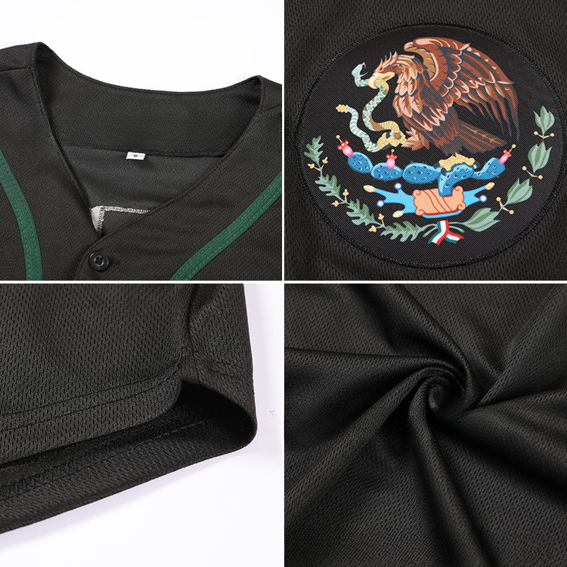 New Mexico Short-sleeved Outdoor Sports Embroidery V-neck Hem Button-down Baseball Jersey