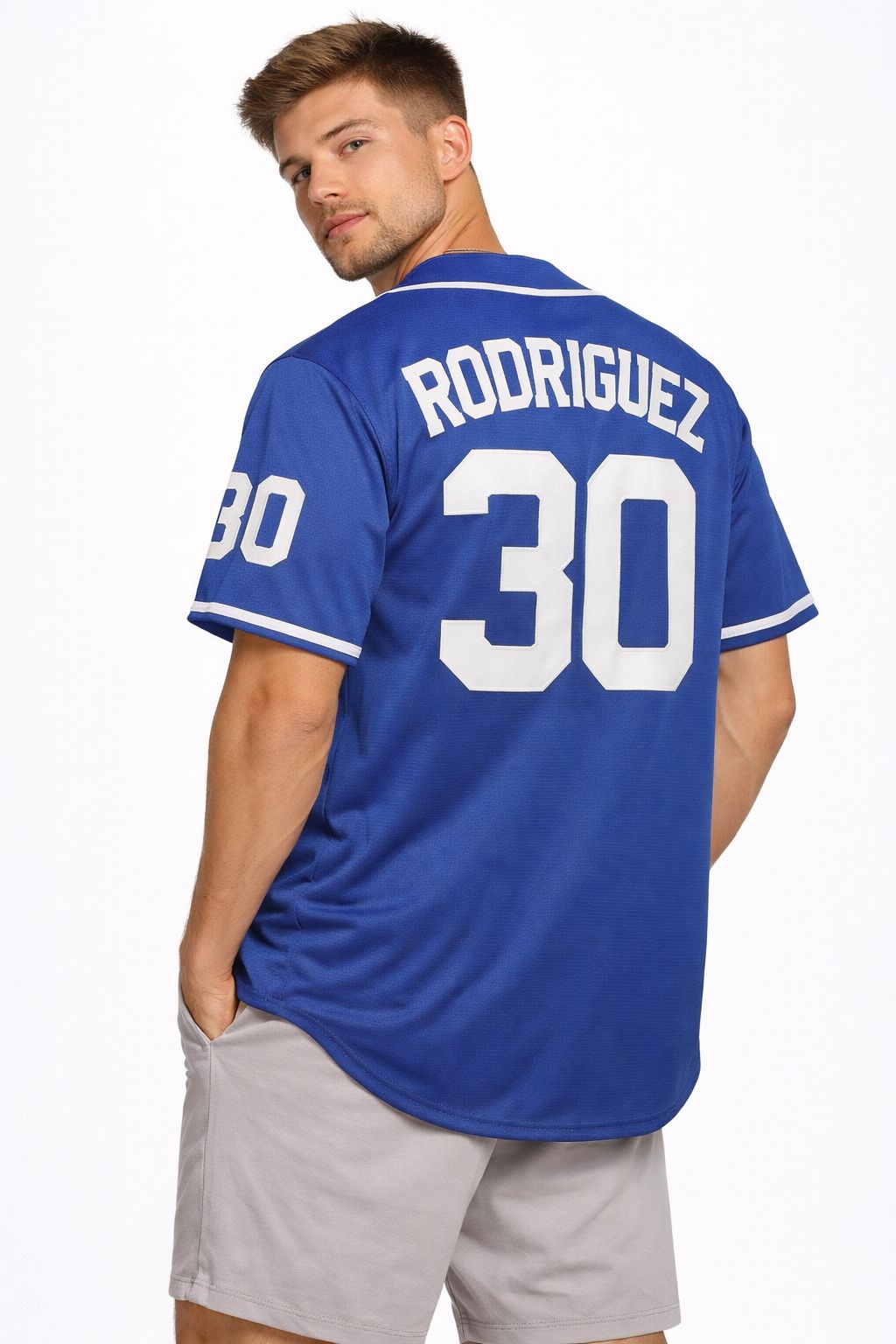 The Sandlot Benny Rodriguez #30 Men Stitched Movie Baseball Jersey Blue Color