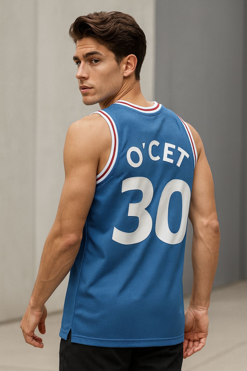 Men's #30 Perc O'Cet Basketball Jersey - Blue Embroidery