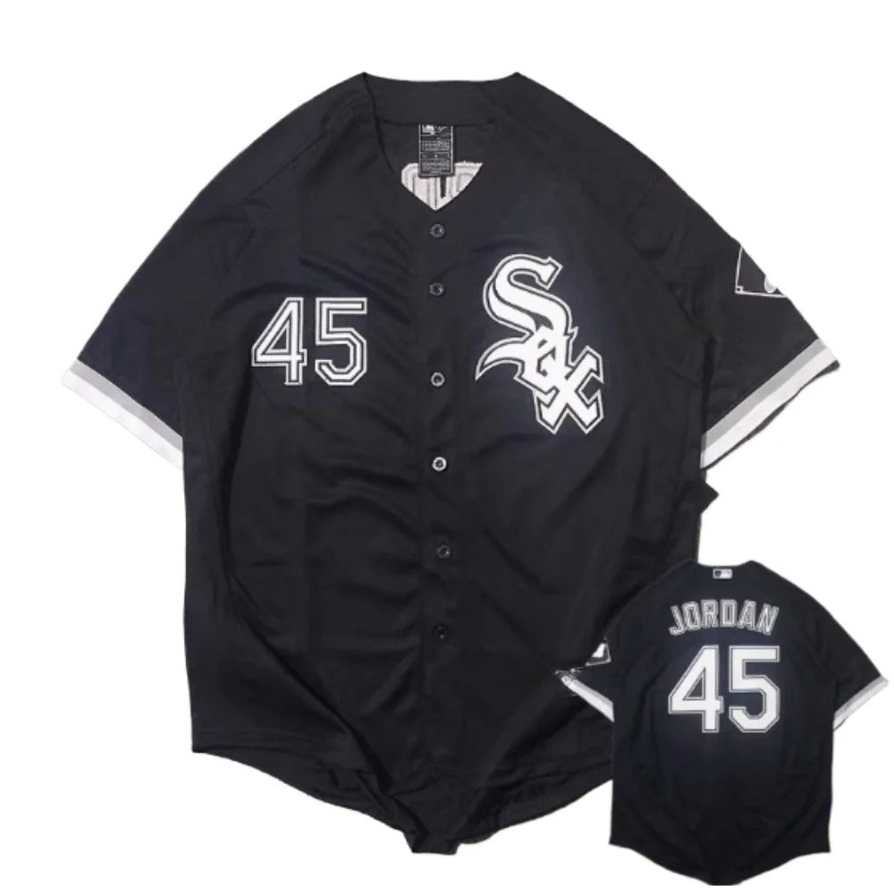 Michael Jordan  #45 Button Down Baseball Jersey - Black