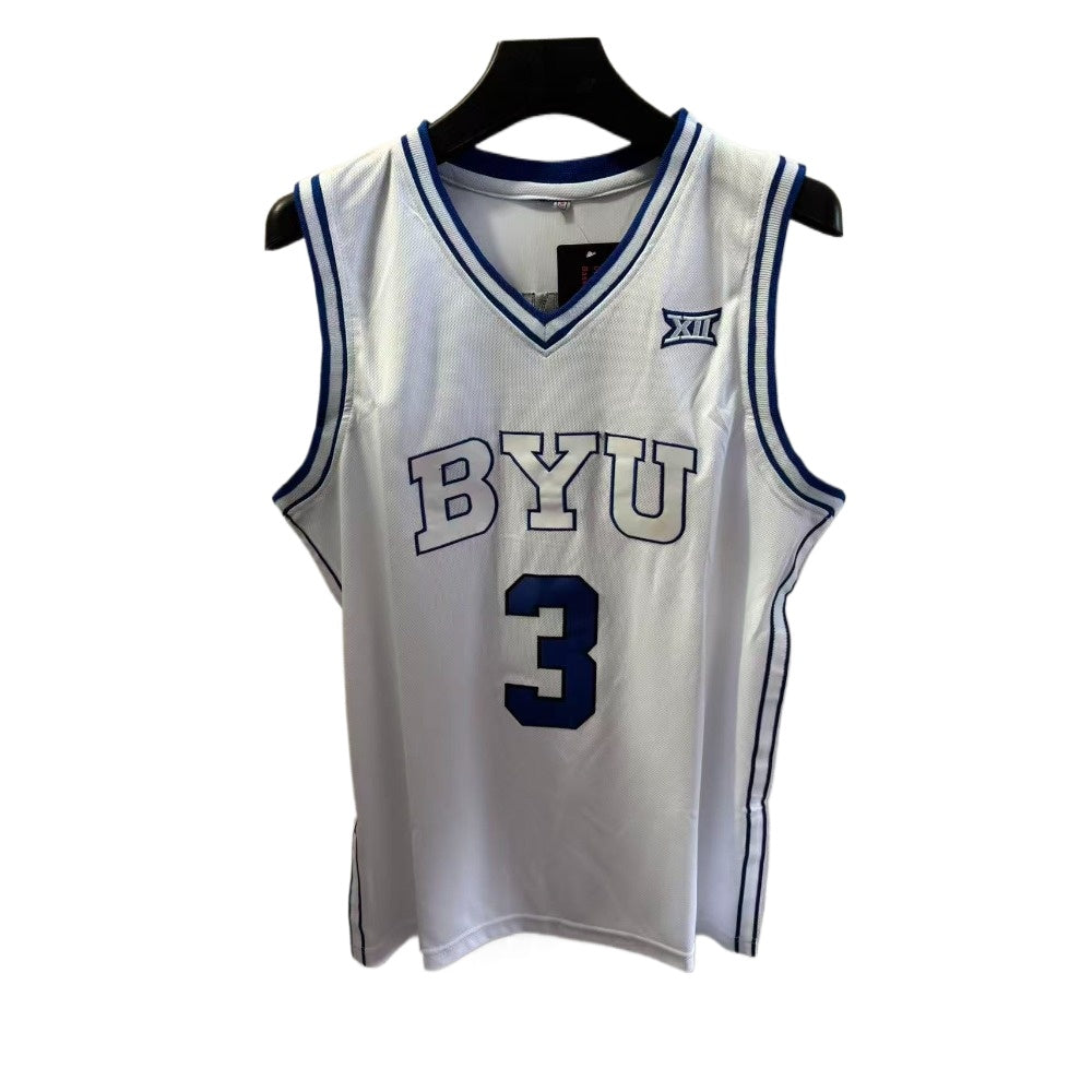 Custom BYU AJ Dybantsa  #3 Brigham Young University College Basketball Jersey White