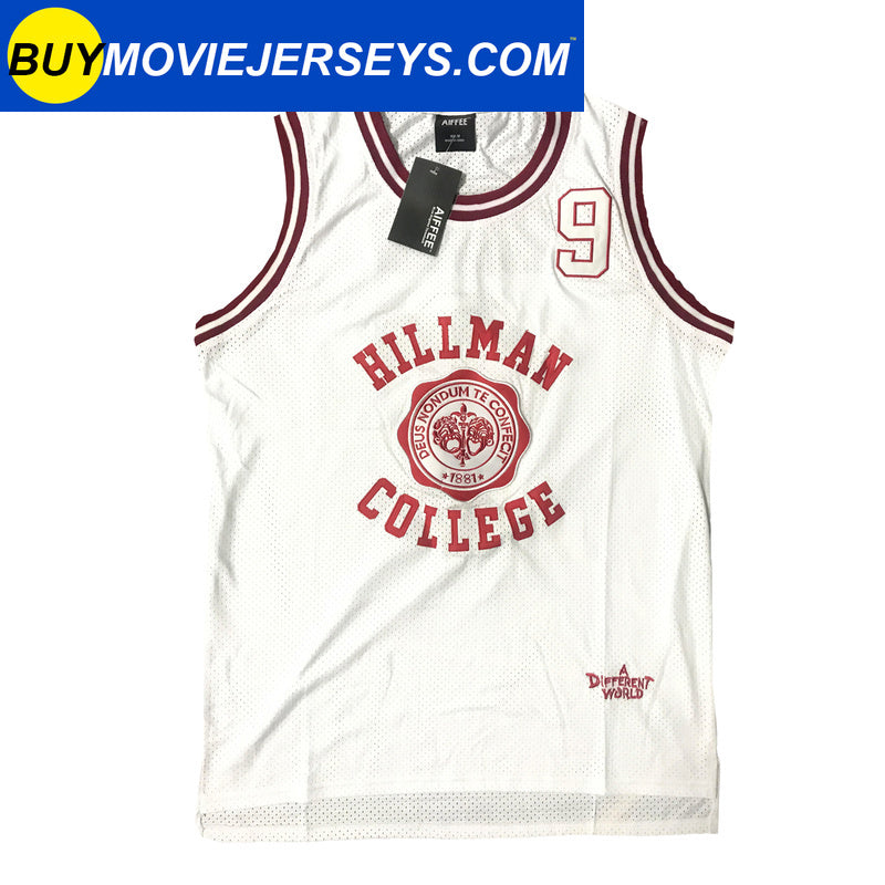 A Different World – Dwayne Wayne #9 Hillman College Basketball Jersey (White)