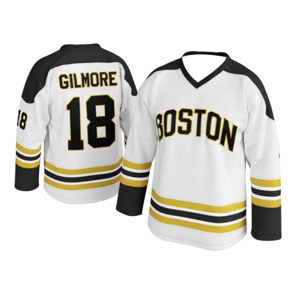 Happy Gilmore #18 Boston White Ice Hockey Movie Jersey