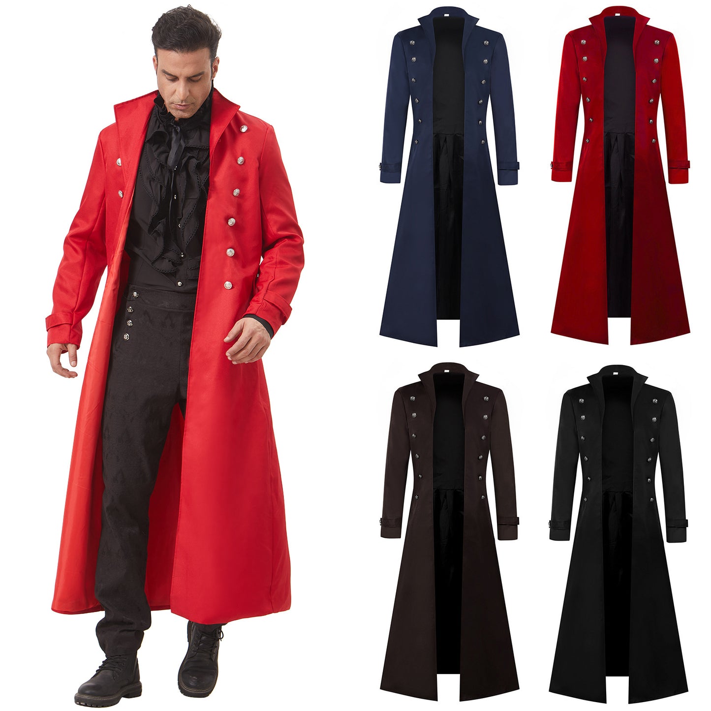 Mens' Steampunk Gothic Long Sleeve Jacket Vintage Medieval Victorian Trench Coat