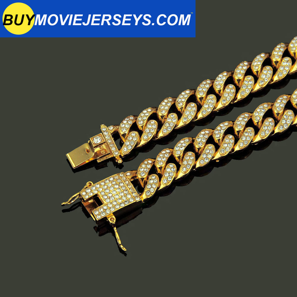 Best Selling Europe and America Hiphop Miami Cuba Necklace Men's Diamond Gold Chain Necklace