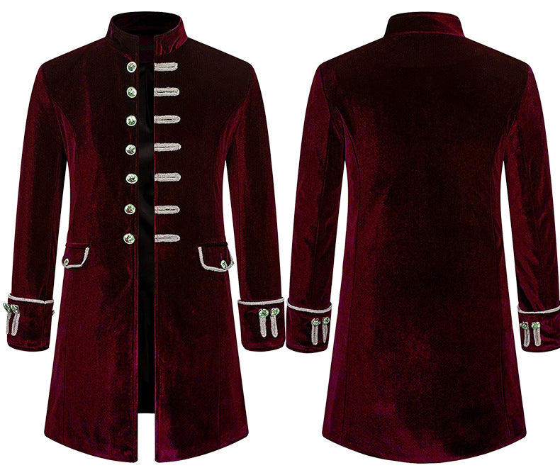 Men's Steampunk Vintage Medieval Tailcoat Jacket Retro Gothic Victorian Frock Coat Uniform Halloween Cosplay Costume