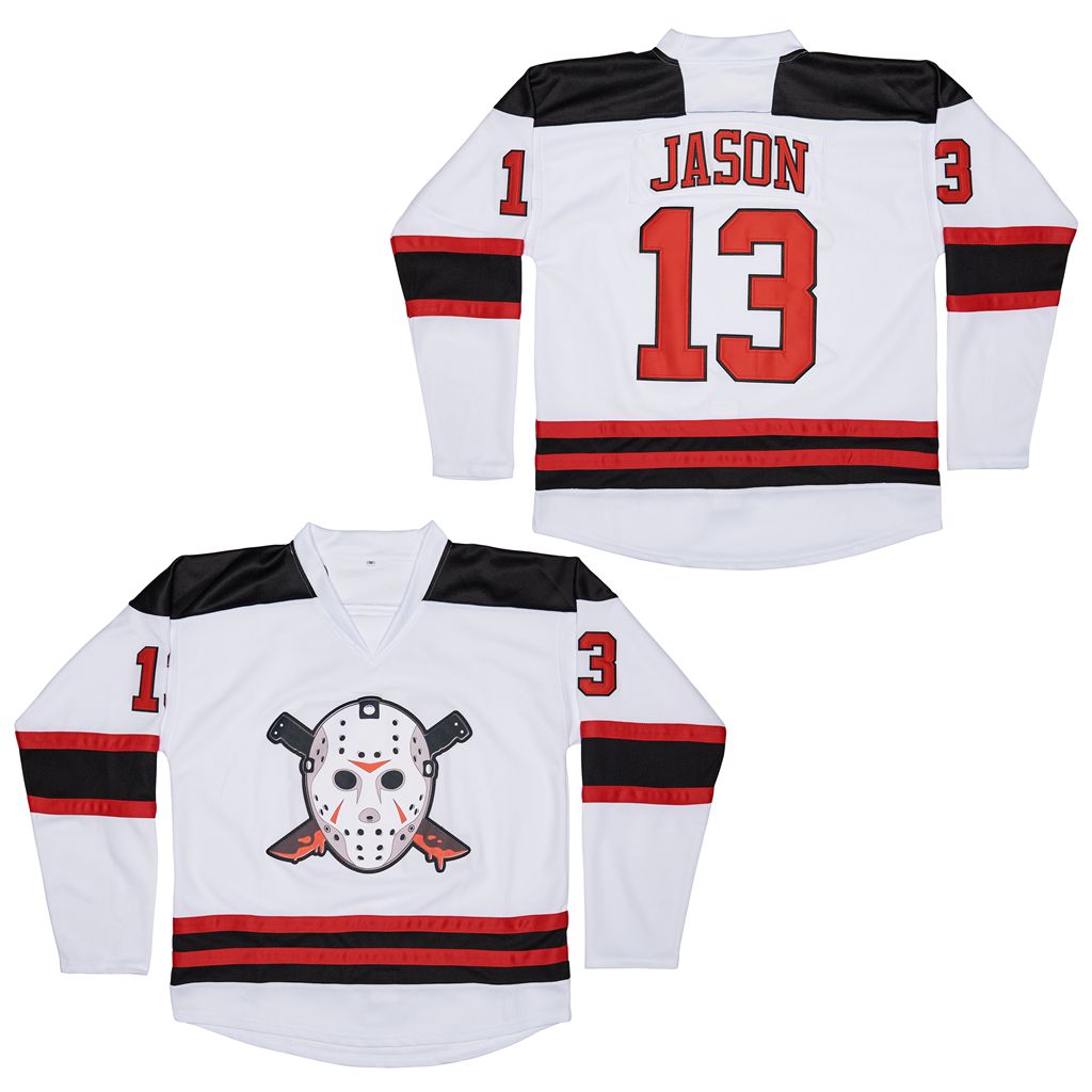 Custom Friday the 13th Jason Voorhees #13 Hockey Jersey- White