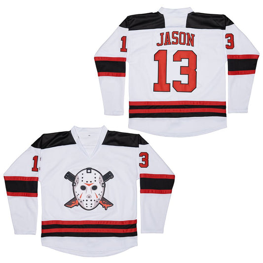Custom Friday the 13th Jason Voorhees #13 Hockey Jersey- White
