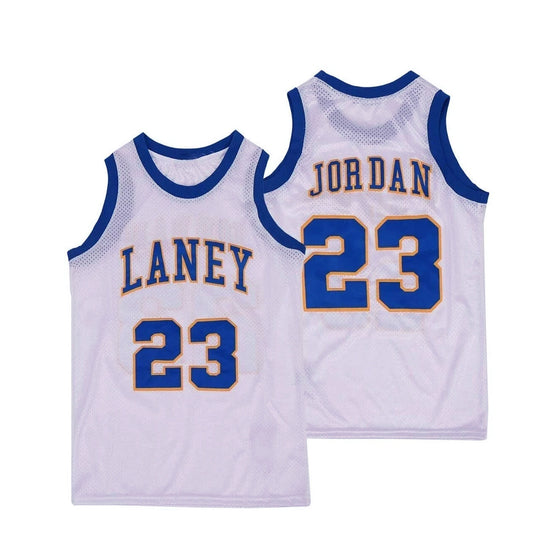 Laney High School Blue #23 Jordan Throwback Basketball Jersey White